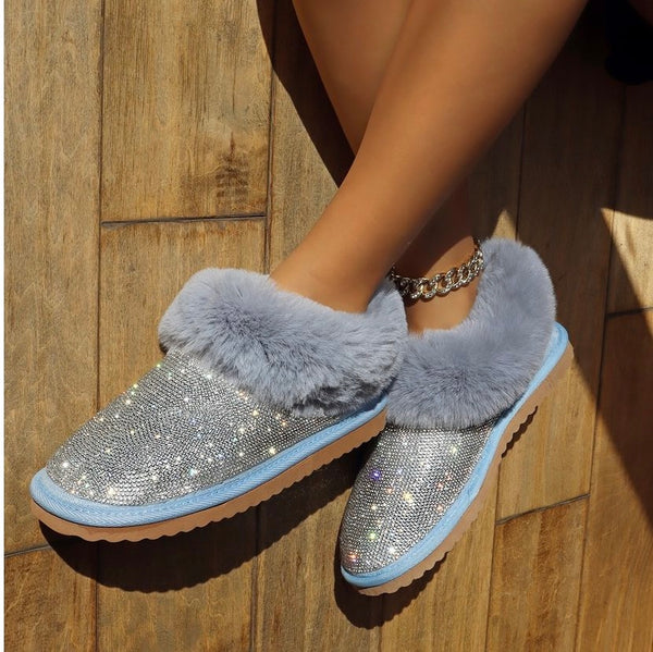 CLEARANCE $25 Blue Rhinestone Slippers